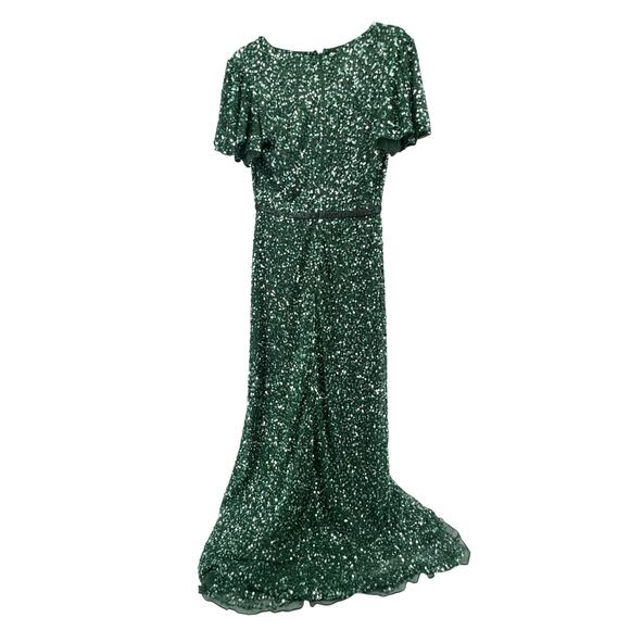 Mac Duggal A5540 Sequin Wrap Over Butterfly Sleeve Gown Womens 6 NWT - Picture 13 of 15